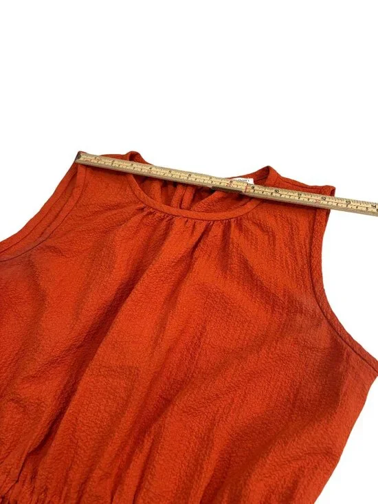 Calvin Klein Orange Sleeveless Tiered Dress With Drawstring Waist Size 8 - Picture 11 of 11